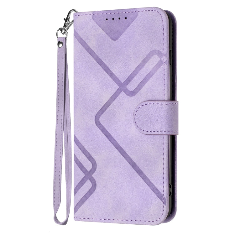 For Samsung Galaxy S22+ 5G Line Pattern Skin Feel Leather Phone Case(Light Purple) - Galaxy S22+ 5G Cases by buy2fix | Online Shopping UK | buy2fix