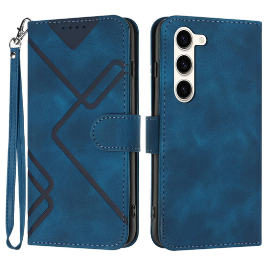 For Samsung Galaxy S23+ 5G Line Pattern Skin Feel Leather Phone Case(Royal Blue) - Galaxy S23+ 5G Cases by buy2fix | Online Shopping UK | buy2fix