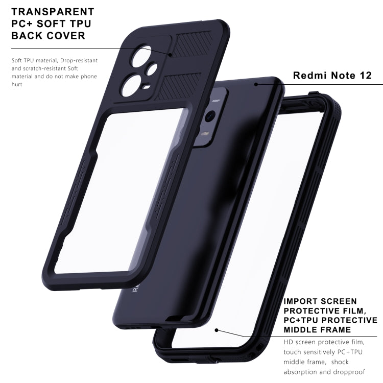 For Xiaomi Redmi Note 12 5G Global RedPepper IP68 Life Waterproof Phone Case(Black) - Note 12 Cases by RedPepper | Online Shopping UK | buy2fix