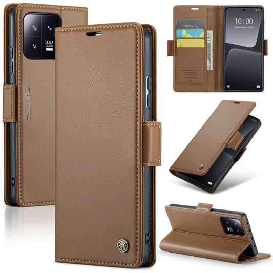 For Xiaomi 13 CaseMe 023 Butterfly Buckle Litchi Texture RFID Anti-theft Leather Phone Case(Brown) - 13 Cases by CaseMe | Online Shopping UK | buy2fix