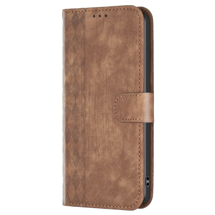 For Xiaomi Redmi Note 11 Pro Plaid Embossed Leather Phone Case(Brown) - Redmi Note 11 Pro Case by buy2fix | Online Shopping UK | buy2fix