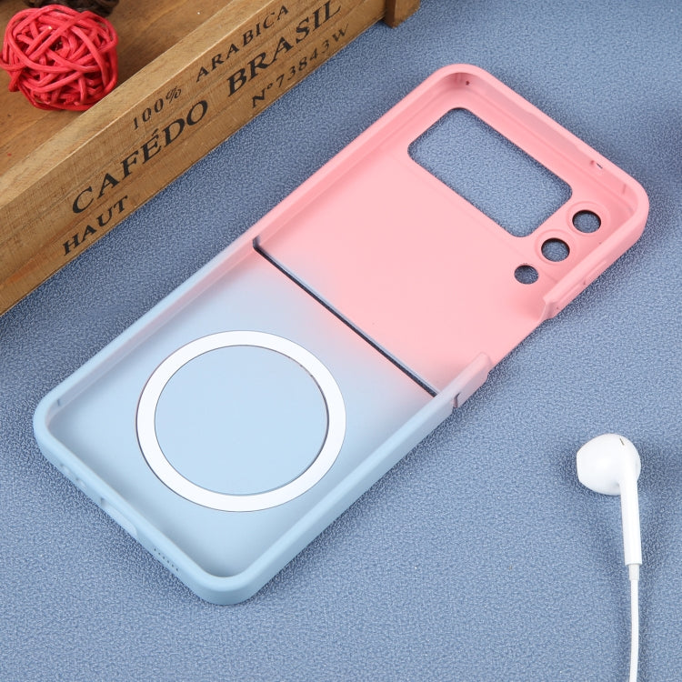For Samsung Galaxy Z Flip4 Liquid TPU Silicone Gradient MagSafe Phone Case(Pink Blue) - Galaxy Z Flip4 5G Cases by buy2fix | Online Shopping UK | buy2fix