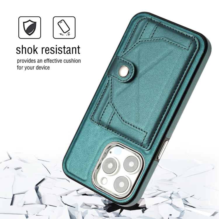 For iPhone 14 Pro Shockproof Leather Phone Case with Card Holder(Green) - iPhone 14 Pro Cases by buy2fix | Online Shopping UK | buy2fix
