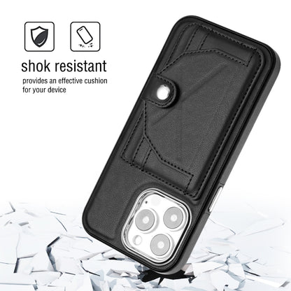 For iPhone 15 Pro Shockproof Leather Phone Case with Card Holder(Black) - iPhone 15 Pro Cases by buy2fix | Online Shopping UK | buy2fix