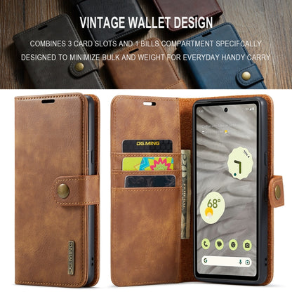 For Google Pixel 7A DG.MING Crazy Horse Texture Detachable Magnetic Leather Phone Case(Brown) - Google Cases by DG.MING | Online Shopping UK | buy2fix