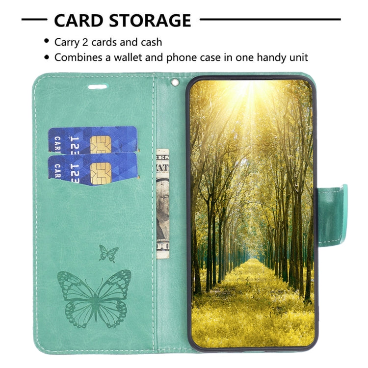 For Xiaomi Poco F5 5G / Redmi Note 12 Turbo Two Butterflies Embossing Leather Phone Case(Green) - Xiaomi Cases by buy2fix | Online Shopping UK | buy2fix