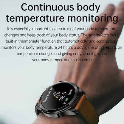 TK22 1.39 inch IP67 Waterproof Leather Band Smart Watch Supports ECG / Non-invasive Blood Sugar(Brown) - Smart Watches by buy2fix | Online Shopping UK | buy2fix