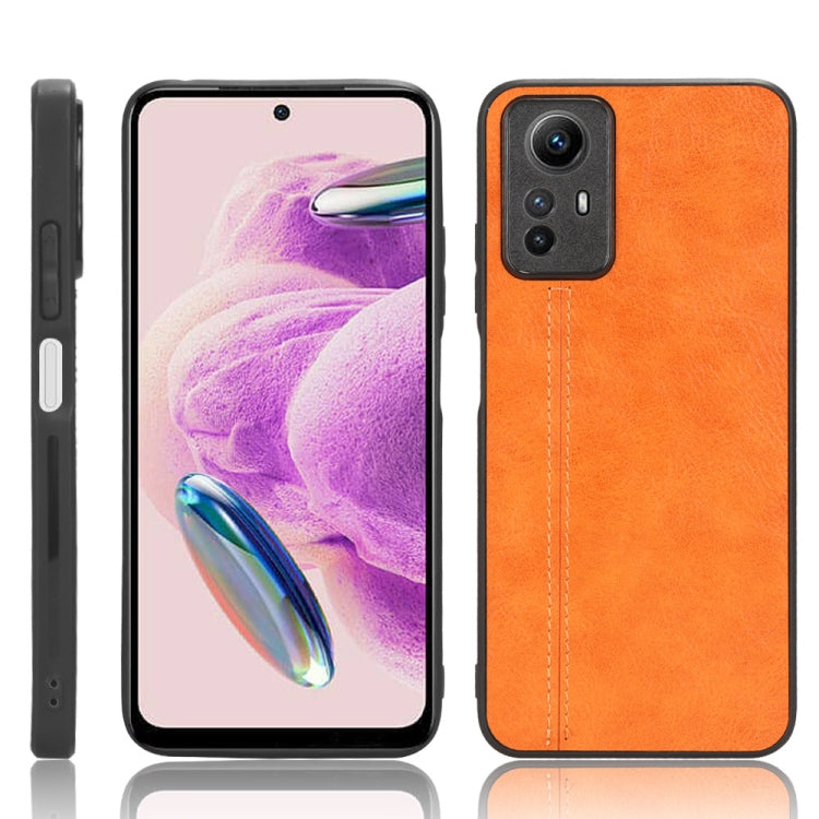 For Xiaomi Redmi Note 12S 4G Sewing Cow Pattern Skin PC + PU + TPU Phone Case(Orange) - Xiaomi Cases by buy2fix | Online Shopping UK | buy2fix