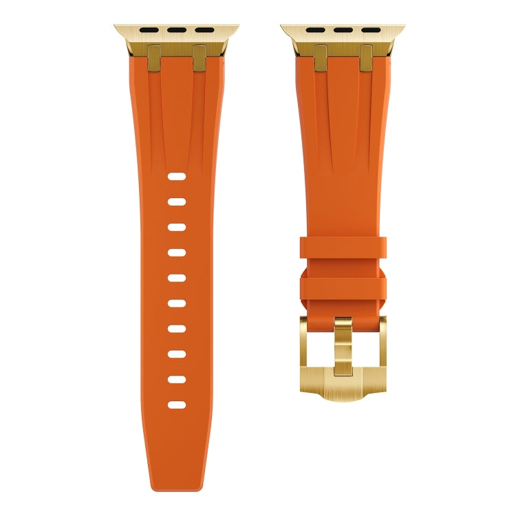 AP Silicone Watch Band For Apple Watch 9 41mm(Gold Orange) - Watch Bands by buy2fix | Online Shopping UK | buy2fix