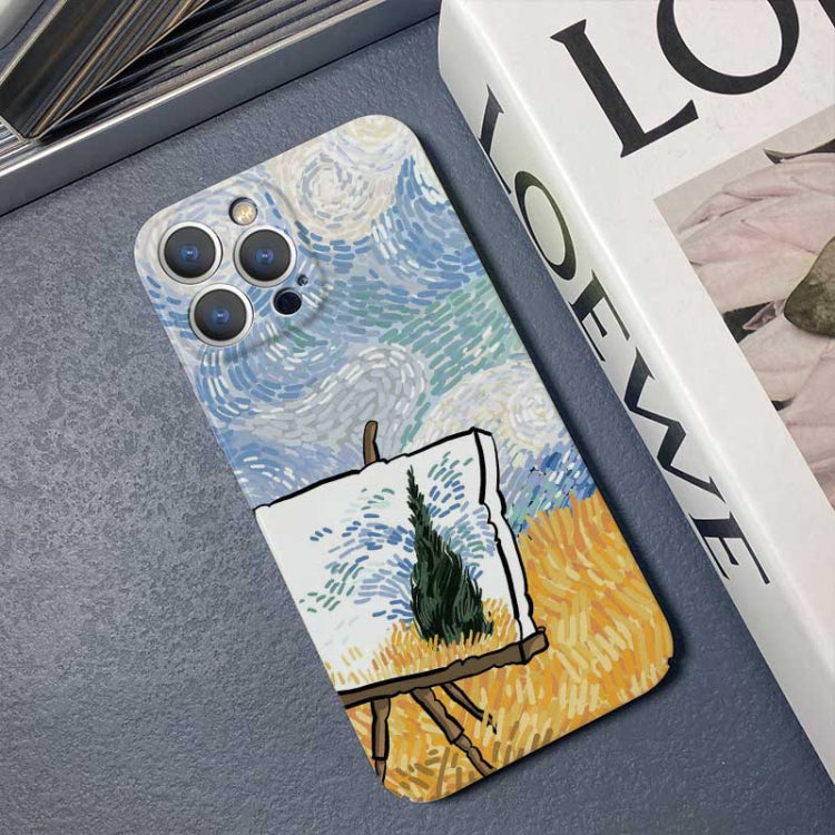 For iPhone 12 Precise Hole Oil Painting Pattern PC Phone Case(Landscape Painting) - iPhone 12 / 12 Pro Cases by buy2fix | Online Shopping UK | buy2fix