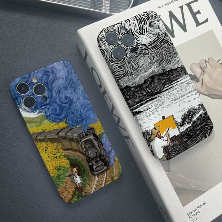 For iPhone 8 Plus / 7 Plus Precise Hole Oil Painting Pattern PC Phone Case(Inkwash) - More iPhone Cases by buy2fix | Online Shopping UK | buy2fix