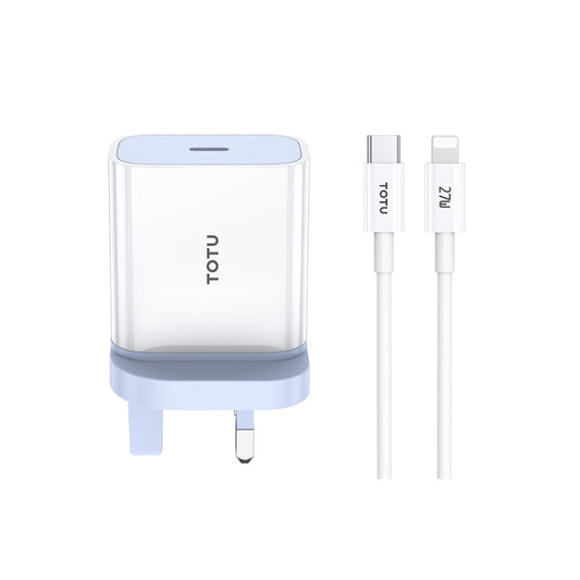 TOTU ZC32 PD 20W Type-C Port Charger with Type-C to 8 Pin Data Cable Set, Specification:UK Plug(White) - USB Charger by TOTUDESIGN | Online Shopping UK | buy2fix