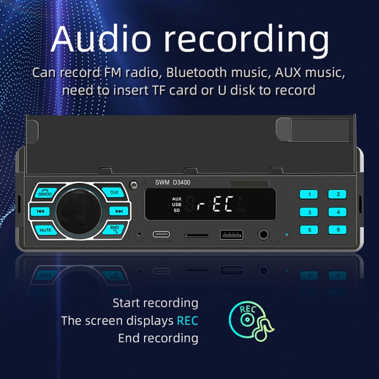 SWM D3400 Car Bluetooth MP3 Player Support Smart Voice Assistant / FM(Black) - Car MP3 & MP4 & MP5 by buy2fix | Online Shopping UK | buy2fix