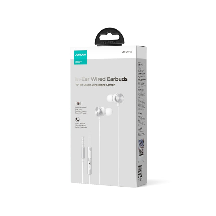 JOYROOM JR-EW03 3.5mm In-Ear Metal Wired Earphone, Length: 1.2m(White) - In Ear Wired Earphone by JOYROOM | Online Shopping UK | buy2fix