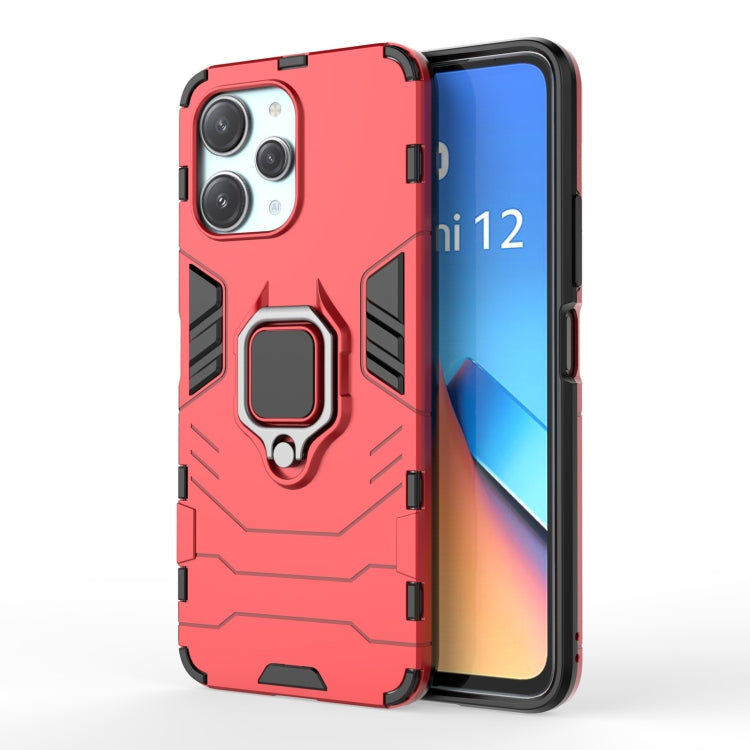 For Xiaomi Redmi 12 4G Magnetic Ring Holder PC + TPU Phone Case(Red) - Xiaomi Cases by buy2fix | Online Shopping UK | buy2fix