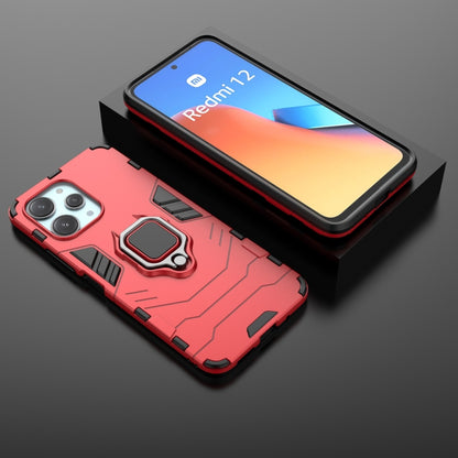 For Xiaomi Redmi 12 4G Magnetic Ring Holder PC + TPU Phone Case(Red) - Xiaomi Cases by buy2fix | Online Shopping UK | buy2fix