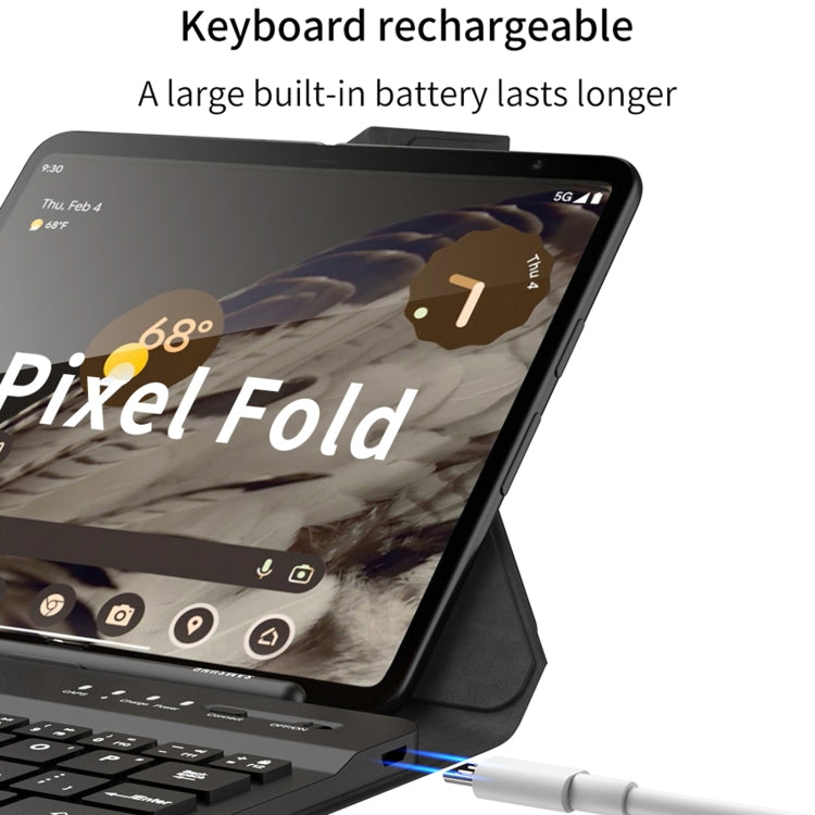 For Google Pixel Fold GKK Magnetic Folding Bluetooth Keyboard Leather Case with Pen + Keyboard + Case(Black) - Others Keyboard by GKK | Online Shopping UK | buy2fix