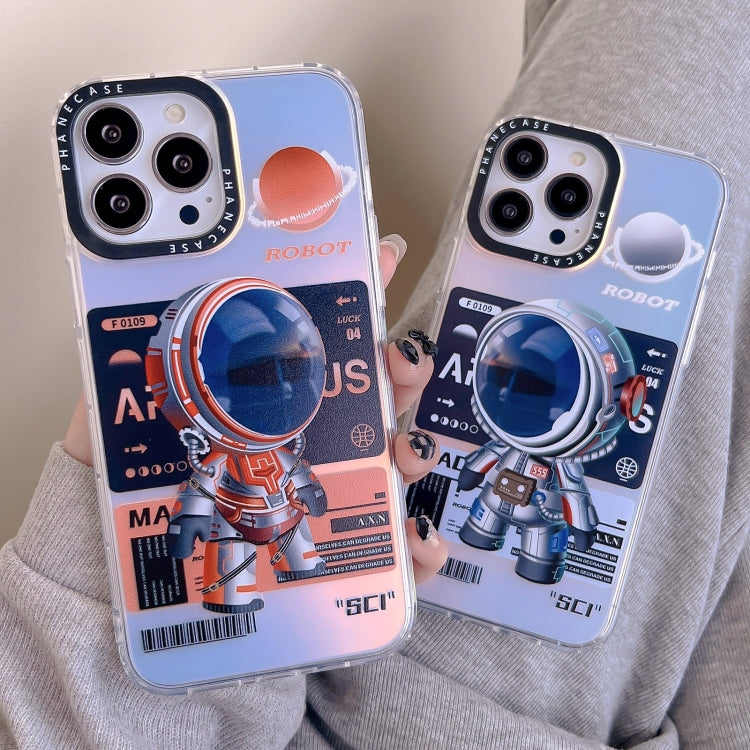 For iPhone 14 Pro Mechanical Astronaut Pattern TPU Phone Case(Orange) - iPhone 14 Pro Cases by buy2fix | Online Shopping UK | buy2fix