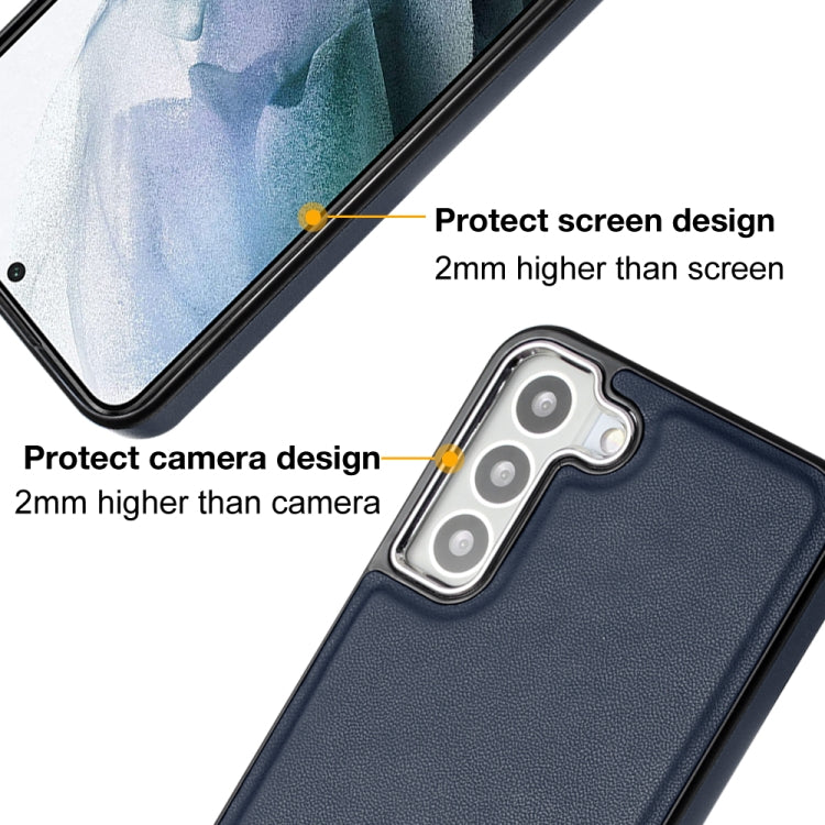 For Samsung Galaxy S23 Leather Texture Full Coverage Phone Case(Blue) - Galaxy S23 5G Cases by buy2fix | Online Shopping UK | buy2fix