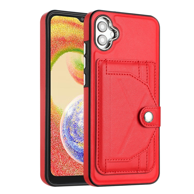 For Samsung Galaxy A04E / F04 / M04 Shockproof Leather Phone Case with Card Holder(Red) - Galaxy Phone Cases by buy2fix | Online Shopping UK | buy2fix