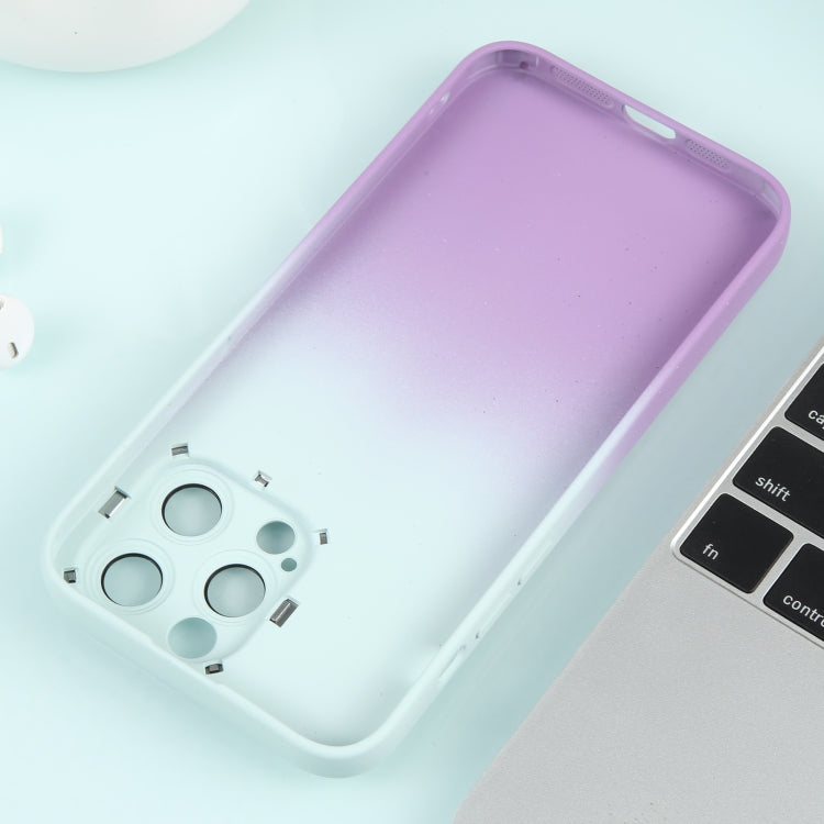 For iPhone 11 Pro Max Gradient Starry Silicone Phone Case with Lens Film(White Purple) - iPhone 11 Pro Max Cases by buy2fix | Online Shopping UK | buy2fix