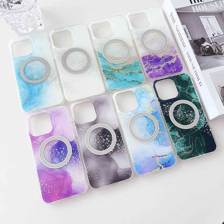 For iPhone 15 Pro Max Dual-side IMD Marble Magsafe Phone Case(Smudged Purple) - iPhone 15 Pro Max Cases by buy2fix | Online Shopping UK | buy2fix