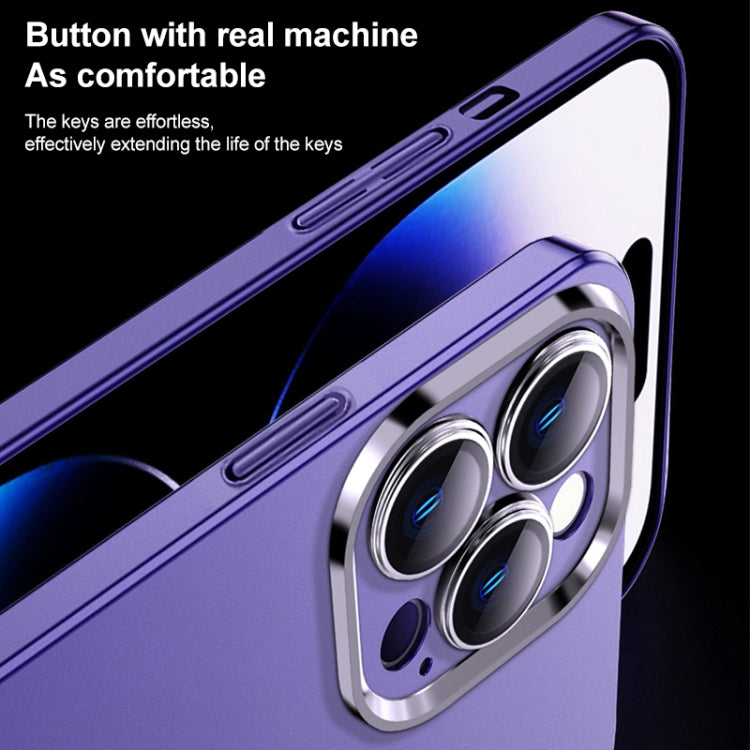 For iPhone 12 Frosted Metal Material Phone Case with Lens Protection(Blue) - iPhone 12 / 12 Pro Cases by buy2fix | Online Shopping UK | buy2fix