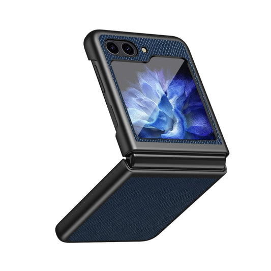 For Samsung Galaxy Z Flip5 Cross Texture All Inclusive Shockproof Protective Phone Case(Blue) - Galaxy Z Flip5 Cases by buy2fix | Online Shopping UK | buy2fix