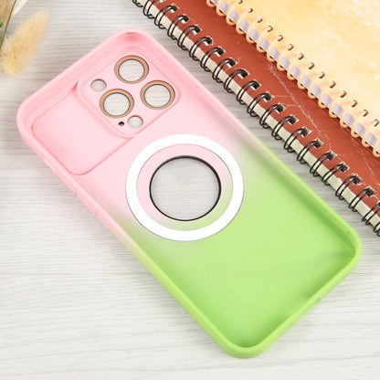For iPhone 15 Gradient Silicone Shockproof Magsafe Phone Case with Lens Film(Pink Green) - iPhone 15 Cases by buy2fix | Online Shopping UK | buy2fix
