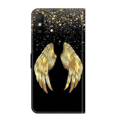 For Xiaomi Redmi 9A Crystal 3D Shockproof Protective Leather Phone Case(Golden Wings) - Xiaomi Cases by buy2fix | Online Shopping UK | buy2fix