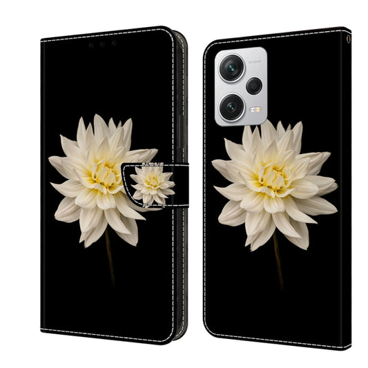 For Xiaomi Redmi Note 12 Pro+ Crystal 3D Shockproof Protective Leather Phone Case(White Flower) - Xiaomi Cases by buy2fix | Online Shopping UK | buy2fix