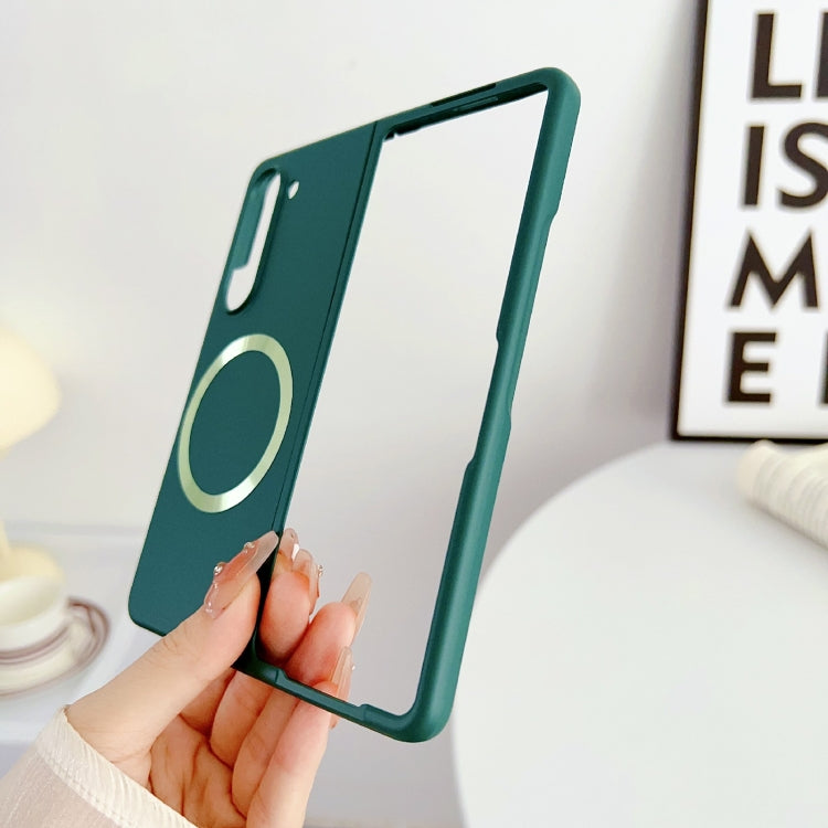 For Samsung Galaxy Z Fold5 Skin Feel Magsafe Magnetic Shockproof PC Phone Case(Dark Green) - Galaxy Z Fold5 Cases by buy2fix | Online Shopping UK | buy2fix