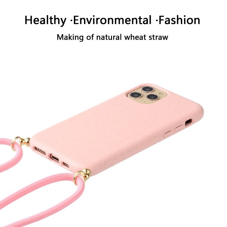 For iPhone 15 Pro Max Wheat Straw Material + TPU Phone Case with Lanyard(Pink) - iPhone 15 Pro Max Cases by buy2fix | Online Shopping UK | buy2fix