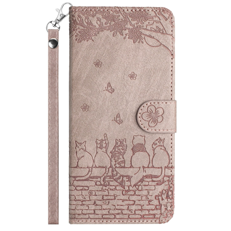 For Xiaomi Redmi Note 11 Pro 4G/5G Global Cat Embossing Pattern Leather Phone Case with Lanyard(Grey) - Redmi Note 11 Pro Case by buy2fix | Online Shopping UK | buy2fix