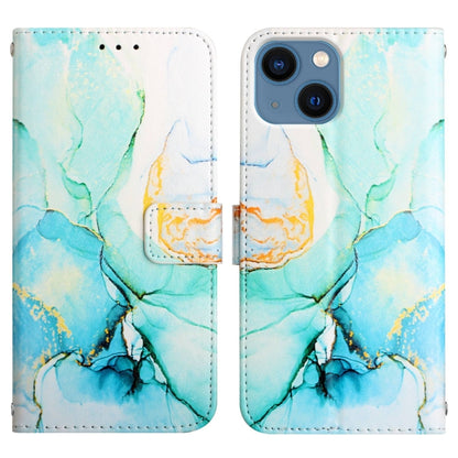 For iPhone 15 Plus PT003 Marble Pattern Flip Leather Phone Case(Green LS003) - iPhone 15 Plus Cases by buy2fix | Online Shopping UK | buy2fix