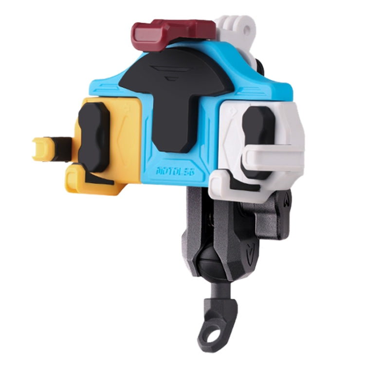 MOTOSLG Crab Motorcycle Phone Clamp Bracket L-Type Rear Mirror Mount(Yellow Blue White) - Holder by MOTOLSG | Online Shopping UK | buy2fix