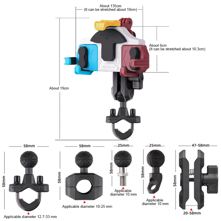 MOTOSLG Crab Motorcycle Phone Clamp Bracket U-Type Headbar Mount(Black) - Holder by MOTOLSG | Online Shopping UK | buy2fix