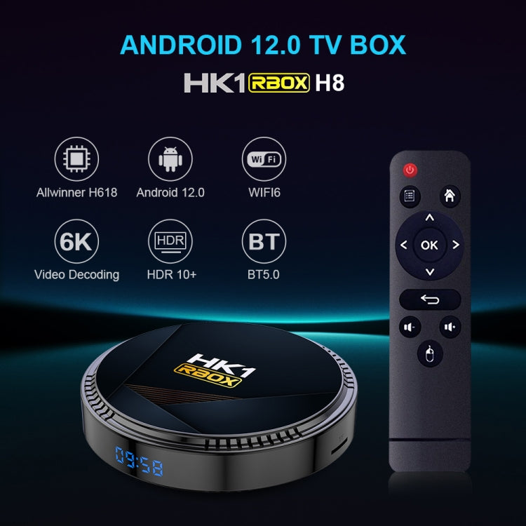 HK1RBOX H8-H618 Android 12.0 Allwinner H618 Quad Core Smart TV Box, Memory:4GB+64GB(US Plug) - Allwinner H6 by buy2fix | Online Shopping UK | buy2fix