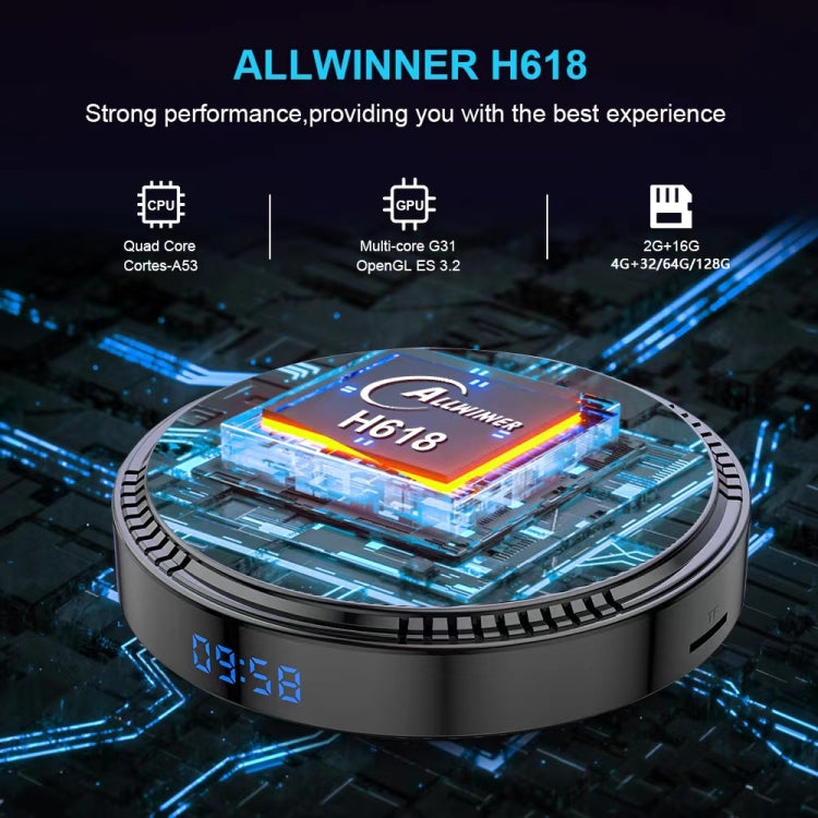 HK1RBOX H8-H618 Android 12.0 Allwinner H618 Quad Core Smart TV Box, Memory:4GB+64GB(EU Plug) - Allwinner H6 by buy2fix | Online Shopping UK | buy2fix