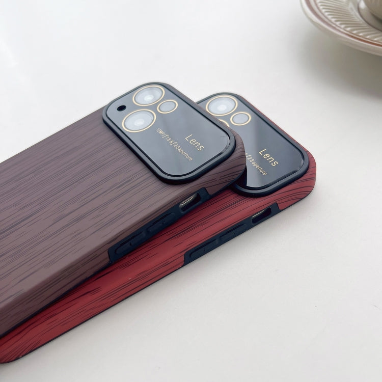 For iPhone XR Wood Grain TPU Phone Case with Lens Film(Brown) - More iPhone Cases by buy2fix | Online Shopping UK | buy2fix