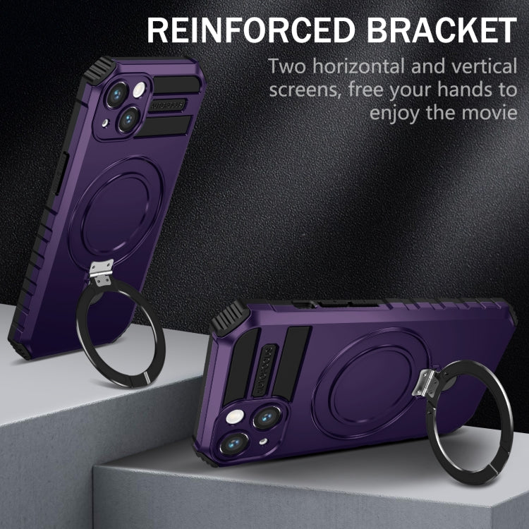 For iPhone 13 MagSafe Magnetic Holder Phone Case(Purple) - iPhone 13 Cases by buy2fix | Online Shopping UK | buy2fix