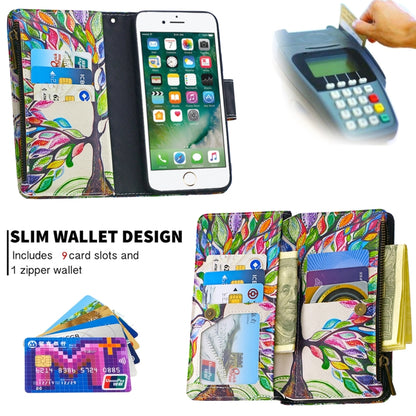 For iPhone 8 & 7 Colored Drawing Pattern Zipper Horizontal Flip Leather Case with Holder & Card Slots & Wallet(Tree) - Apple Accessories by buy2fix | Online Shopping UK | buy2fix