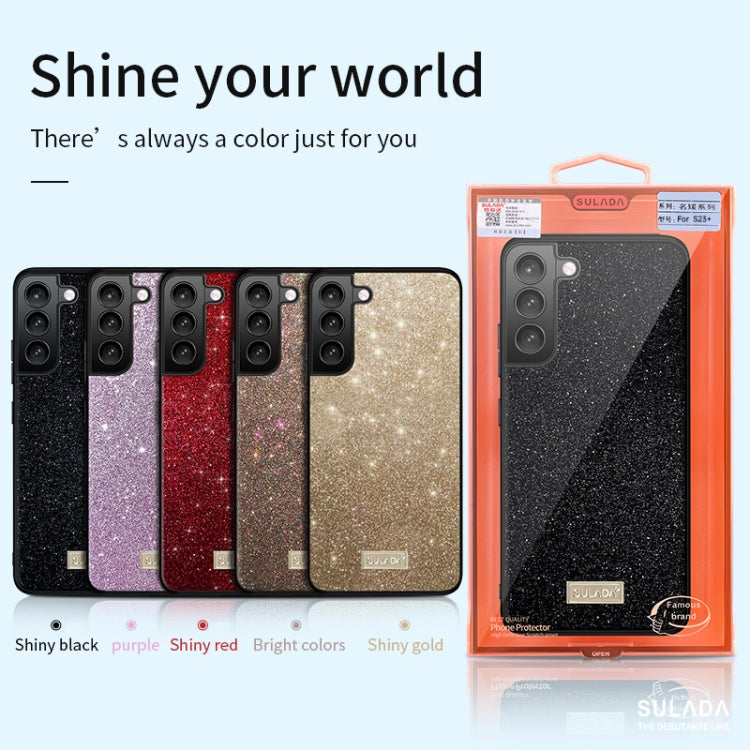 For Samsung Galaxy S23+ 5G SULADA Glittery TPU + Handmade Leather Phone Case(Red) - Galaxy S23+ 5G Cases by SULADA | Online Shopping UK | buy2fix