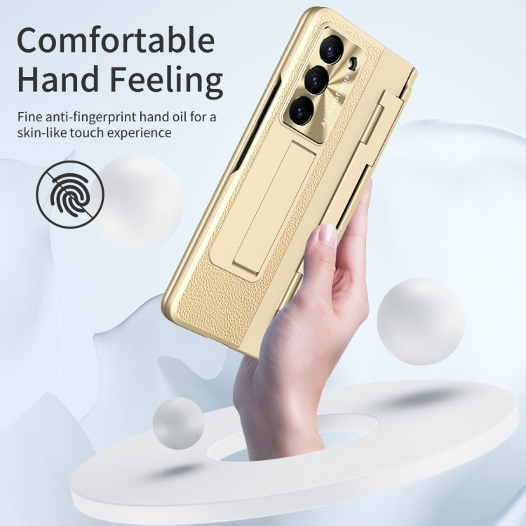 For Samsung Galaxy Z Fold5 5G Integrated Full Coverage Pen Slot Folding Phone Case with Stylus(Gold) - Galaxy Z Fold5 Cases by buy2fix | Online Shopping UK | buy2fix