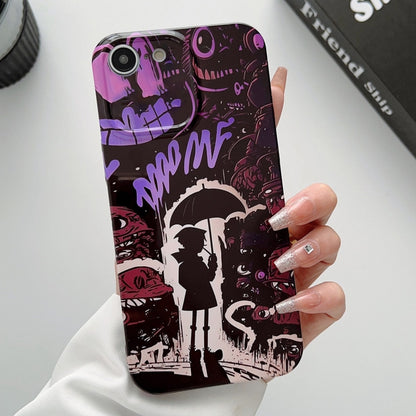 For iPhone SE 2022 / 2020 / 8 / 7 Painted Pattern Precise Hole PC Phone Case(Black Purple Umbrella Boy) - iPhone SE 2022 / 2020 / 8 / 7 Cases by buy2fix | Online Shopping UK | buy2fix