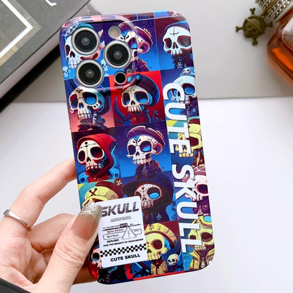 For iPhone 12 Pro Painted Pattern Precise Hole PC Phone Case(Cute Skull) - iPhone 12 / 12 Pro Cases by buy2fix | Online Shopping UK | buy2fix