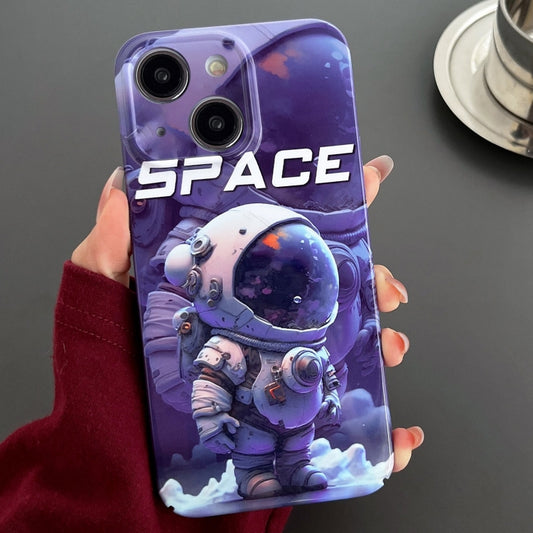 For iPhone 15 Plus Painted Pattern Precise Hole PC Phone Case(Purple Astronaut) - iPhone 15 Plus Cases by buy2fix | Online Shopping UK | buy2fix