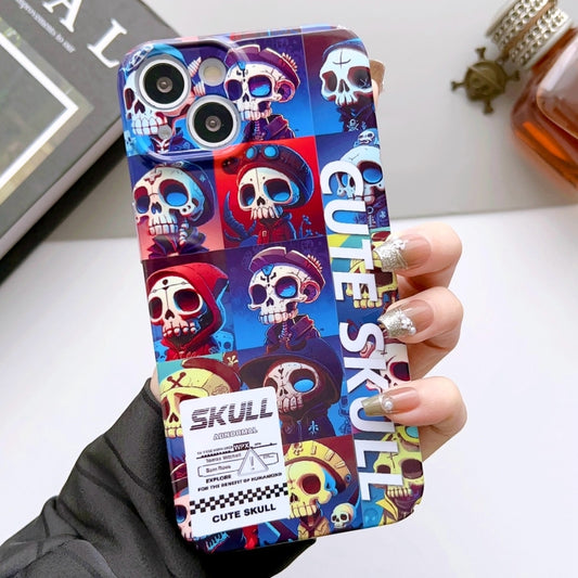 For iPhone 15 Plus Painted Pattern Precise Hole PC Phone Case(Cute Skull) - iPhone 15 Plus Cases by buy2fix | Online Shopping UK | buy2fix