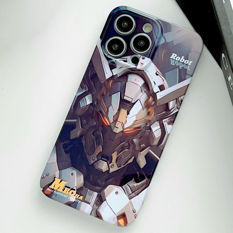 For iPhone 15 Pro Max Painted Pattern Precise Hole PC Phone Case(Grey Robot) - iPhone 15 Pro Max Cases by buy2fix | Online Shopping UK | buy2fix