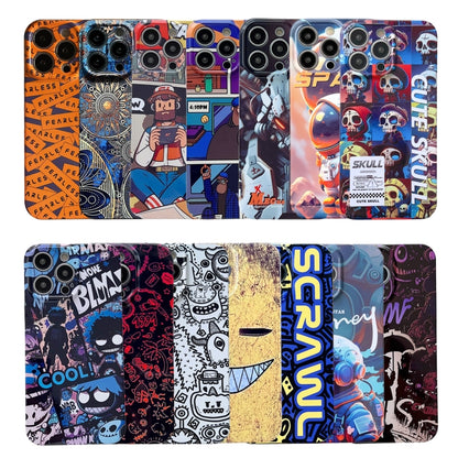 For iPhone 12 Pro Painted Pattern Precise Hole PC Phone Case(Purple Comics) - iPhone 12 / 12 Pro Cases by buy2fix | Online Shopping UK | buy2fix